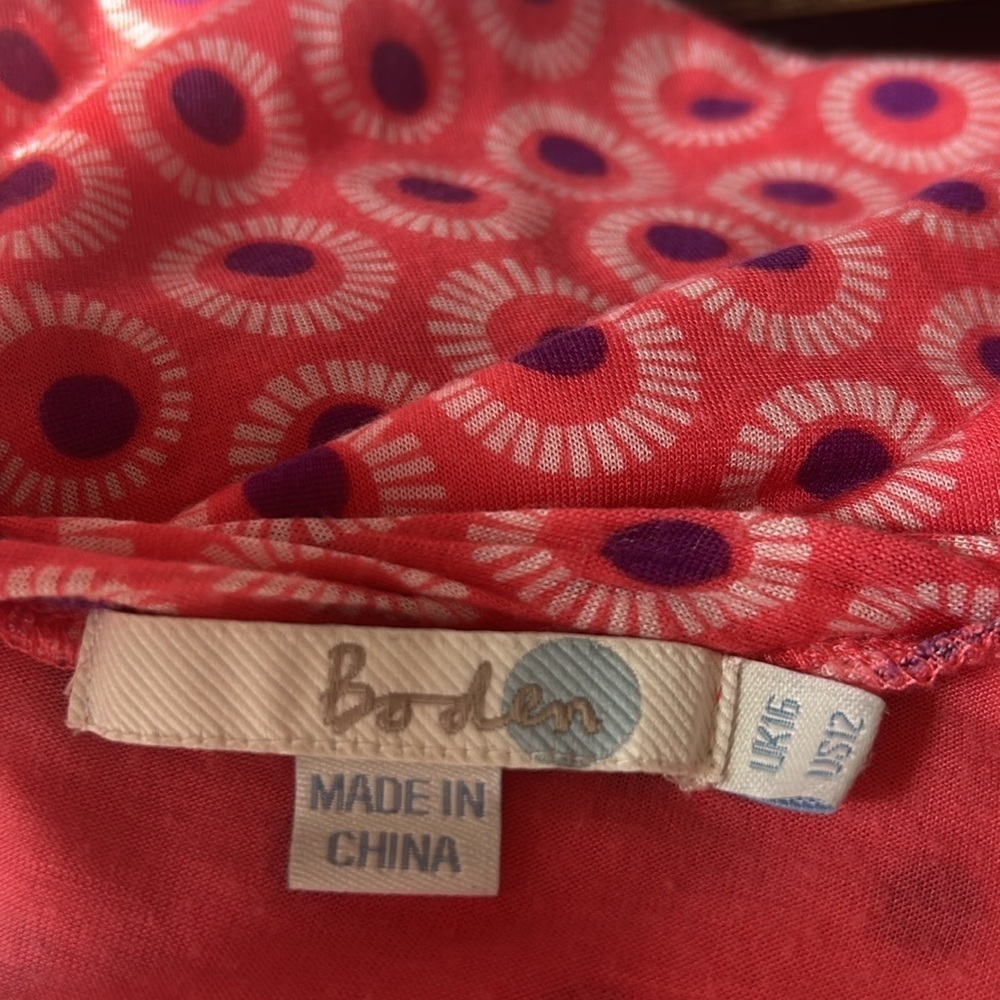 Boden Abstract Print Scoopneck Pink Top Size 12 - Picture 10 of 11